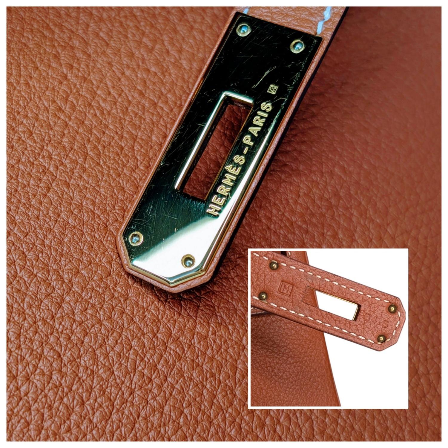 Hermès 2004 Or Taurillion Clemence Kelly Retourne 28 Cartable en vente 3