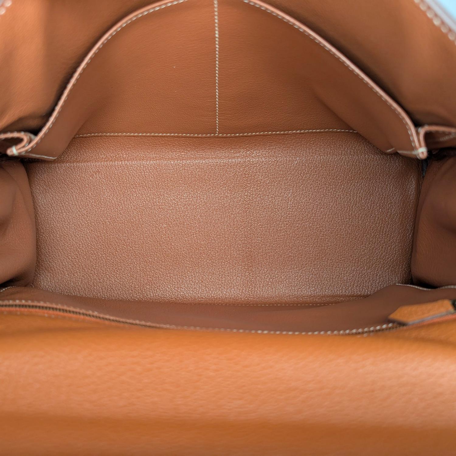 Hermès 2004 Or Taurillion Clemence Kelly Retourne 28 Cartable en vente 4