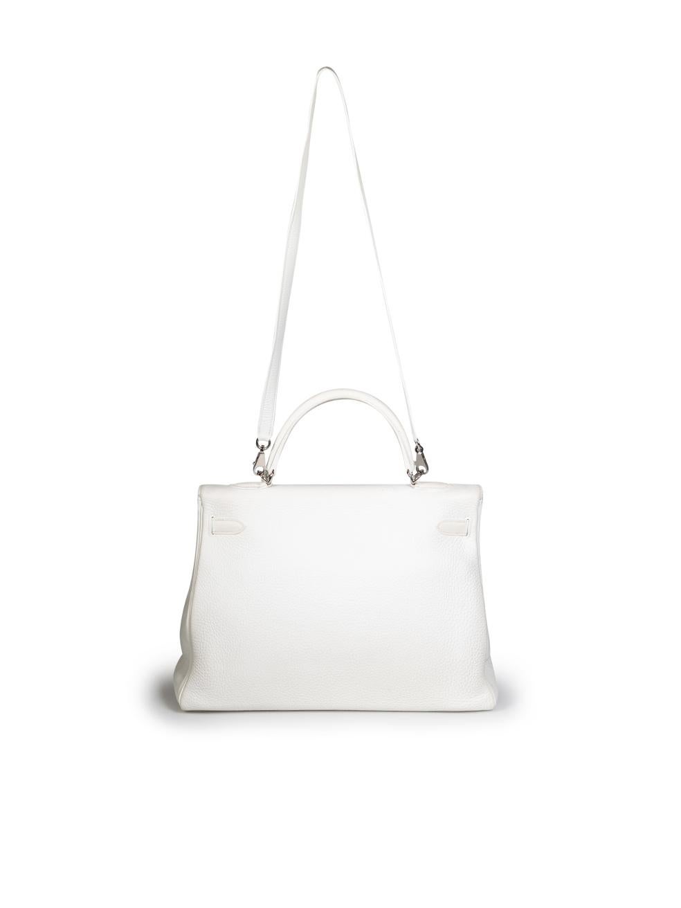 Gray Hermès 2004 Kelly 35 White Clemence Leather Bag