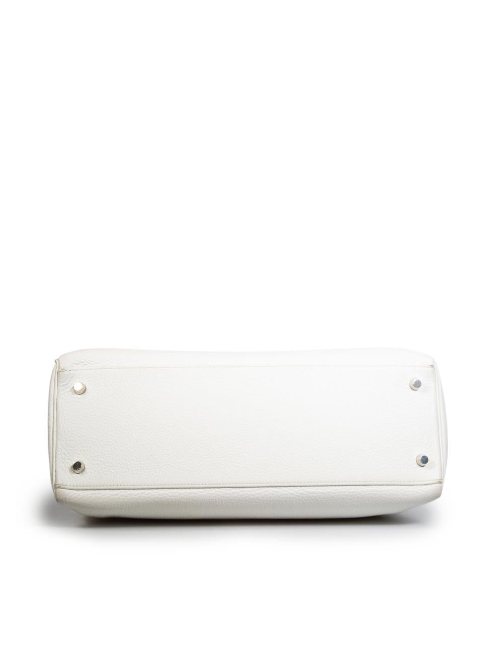 Hermès 2004 Kelly 35 White Clemence Leather Bag In Good Condition In London, GB