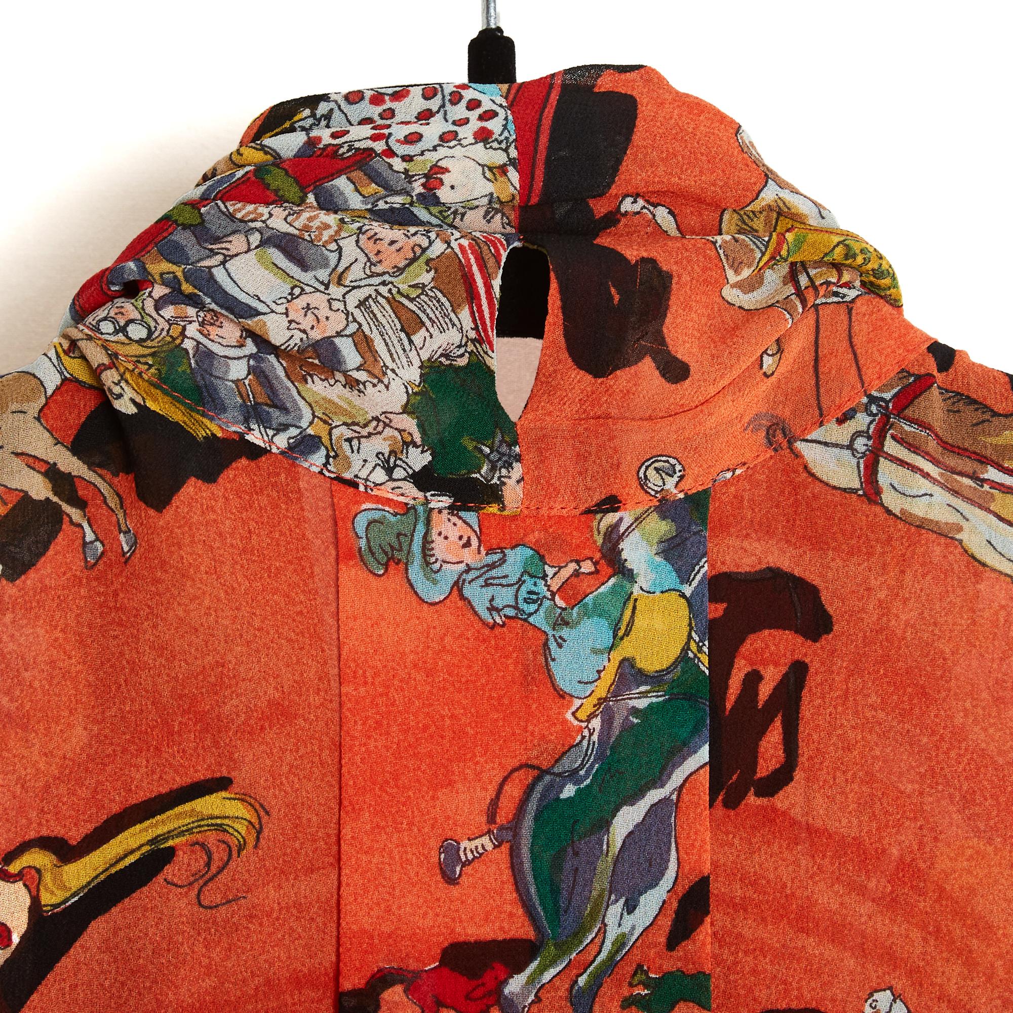 Hermès 2004 Top Lavalliere FR34 Cirque Molier Silk Crepe Blouse UK6 US4 Hermes For Sale 3