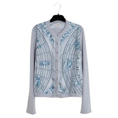 Hermès 2005 Astrologie FR40 Cardigan in seta grigio Dies et Hore UK12 US10 Hermès