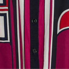 Hermes 2005 Top Les Coupes FR38 Navy Pink Silk Crepe Top Vest UK10 US8 Hermès