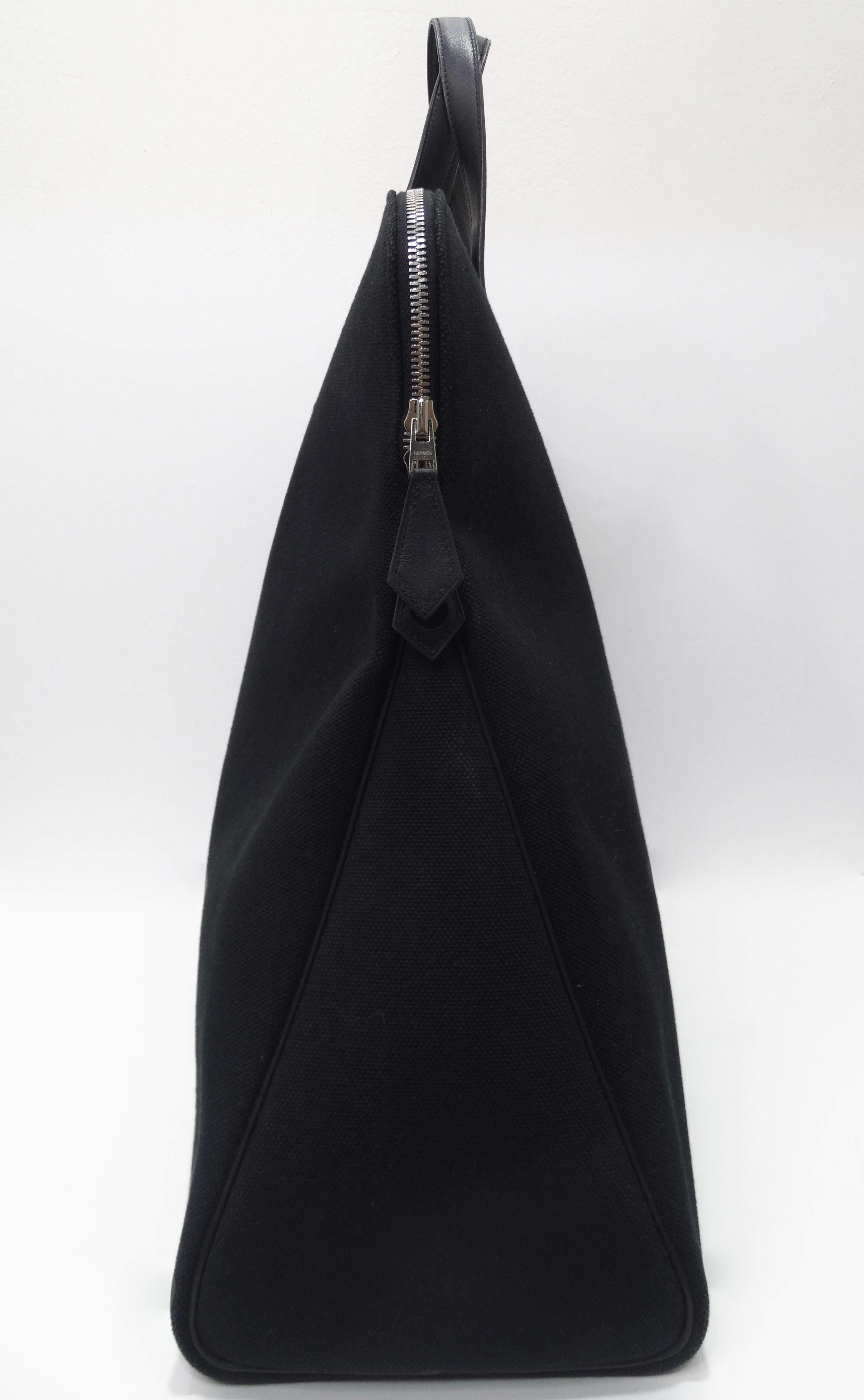 Hermés 2006 Large Black Canvas Travel Tote  3