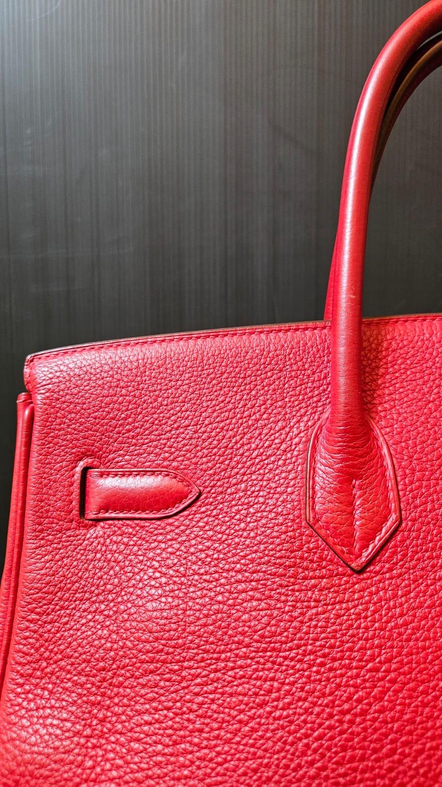 Hermes 2006 Togo Rouge Garance Birkin 35 Bag 6