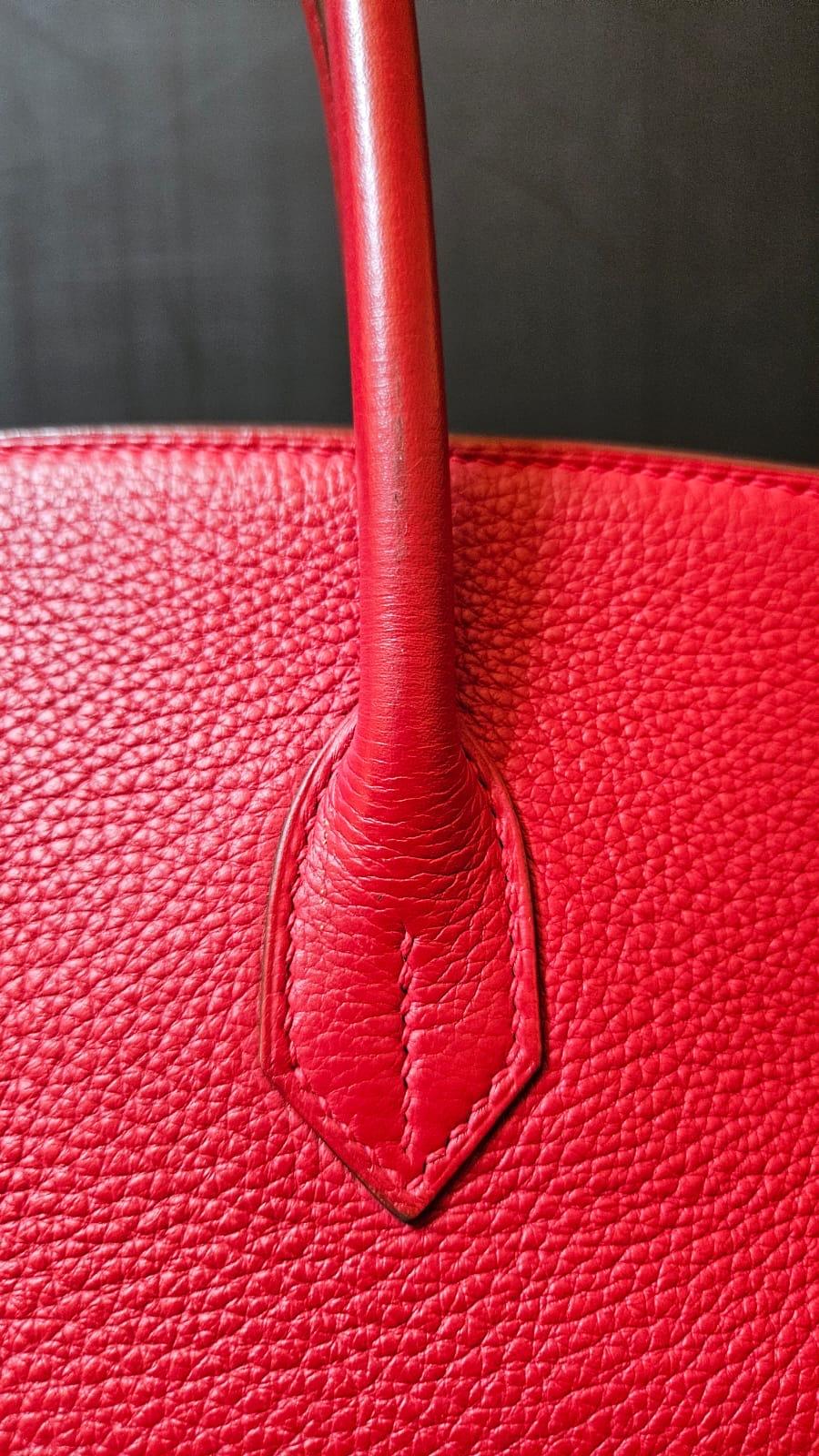 Hermes 2006 Togo Rouge Garance Birkin 35 Bag 7