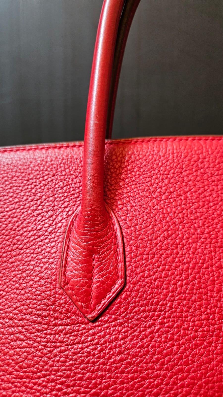 Hermes 2006 Togo Rouge Garance Birkin 35 Bag 8