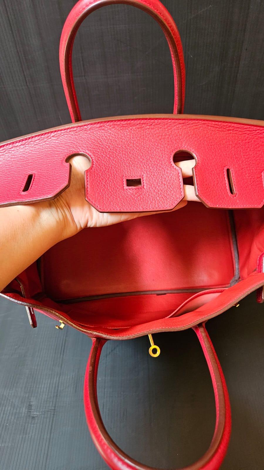 Hermes 2006 Togo Rouge Garance Birkin 35 Bag 9
