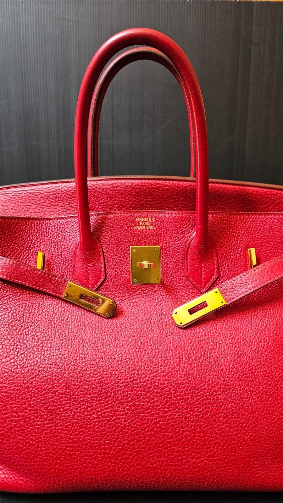 Hermes 2006 Togo Rouge Garance Birkin 35 Bag 11