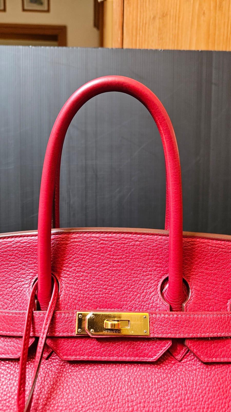 Hermes 2006 Togo Rouge Garance Birkin 35 Bag 14