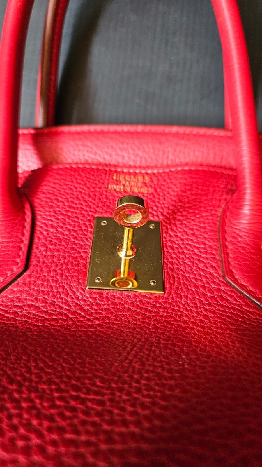 Hermes 2006 Togo Rouge Garance Birkin 35 Bag In Good Condition In Jakarta, Daerah Khusus Ibukota Jakarta