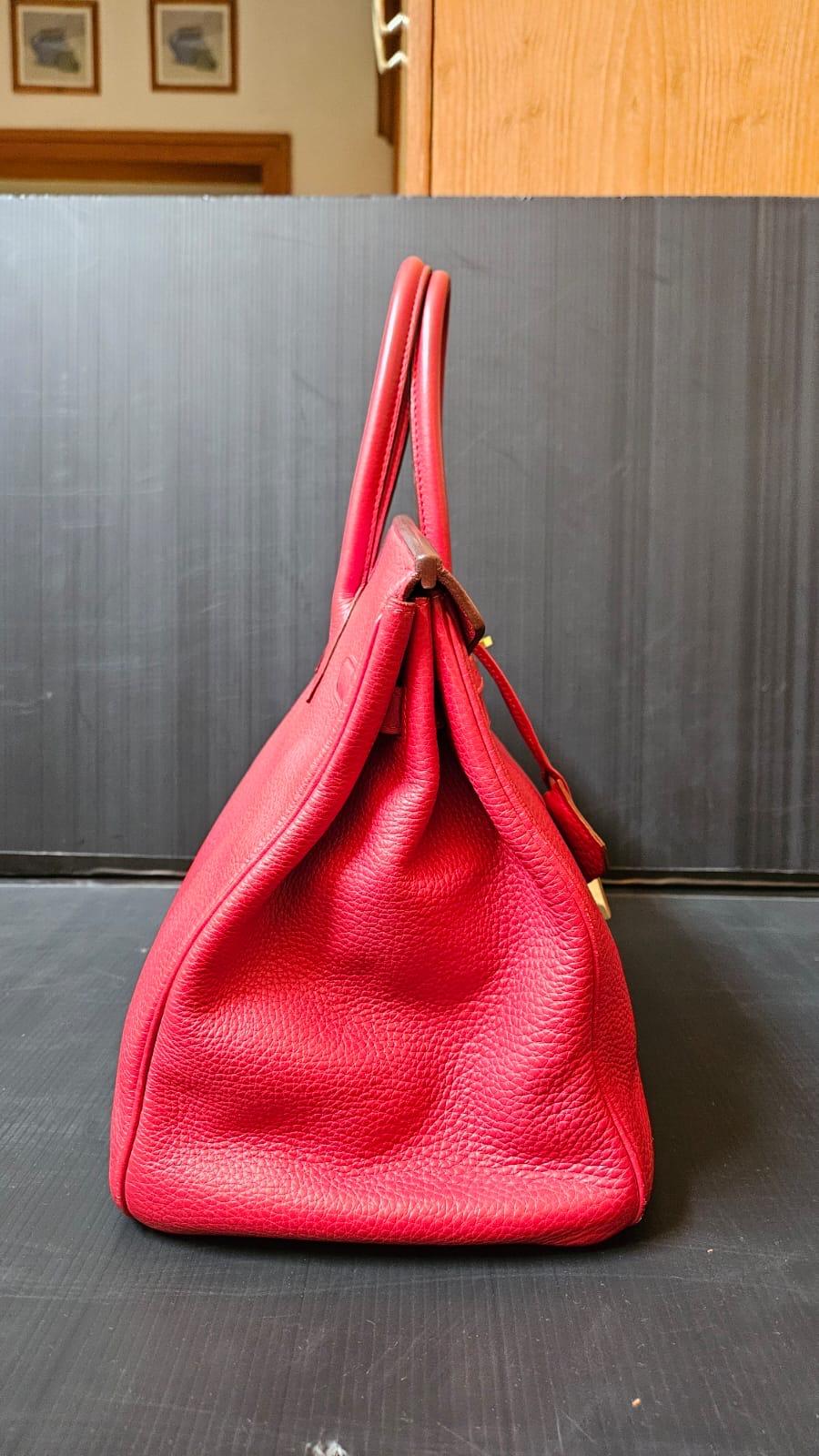 Hermes 2006 Togo Rouge Garance Birkin 35 Bag 2