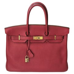 Hermes 2006 Togo Rouge Garance Birkin 35 Bag
