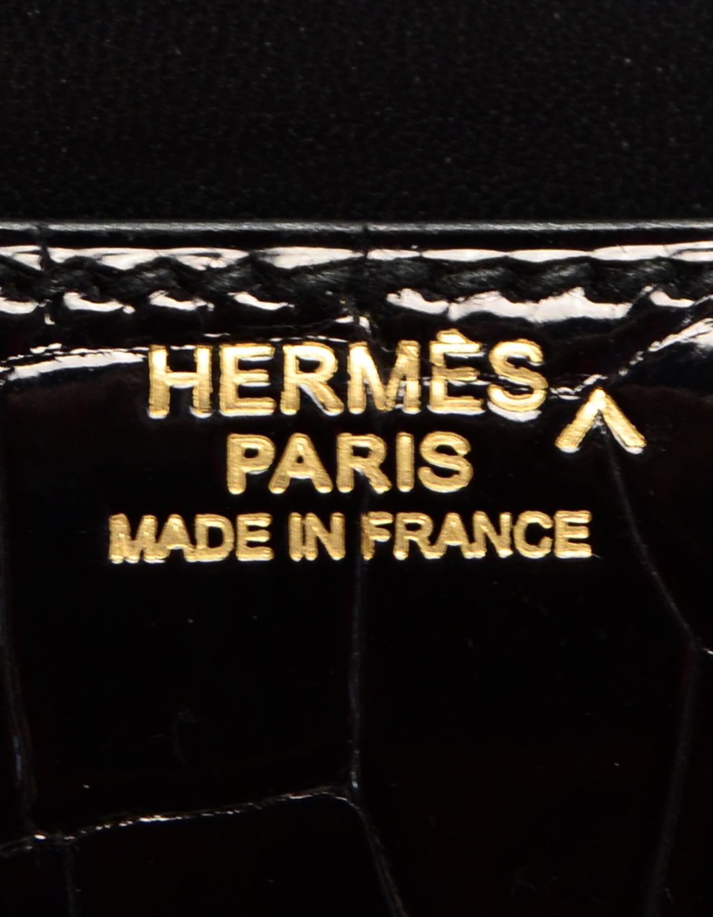 Hermes 2007 Black Shiny Crocodile Porosus Lisse Constance 24 H bag 4