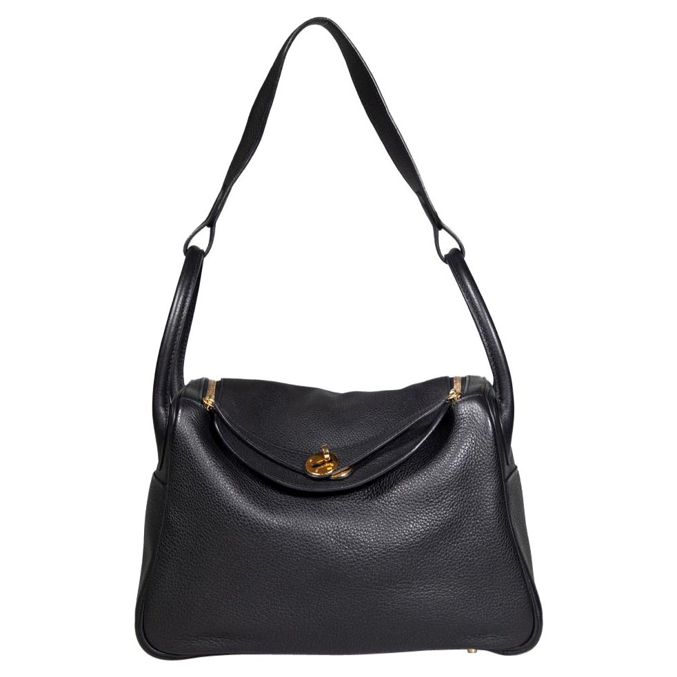 Hermès 2007 Noir Togo Leather GHW Lindy 26 Bag