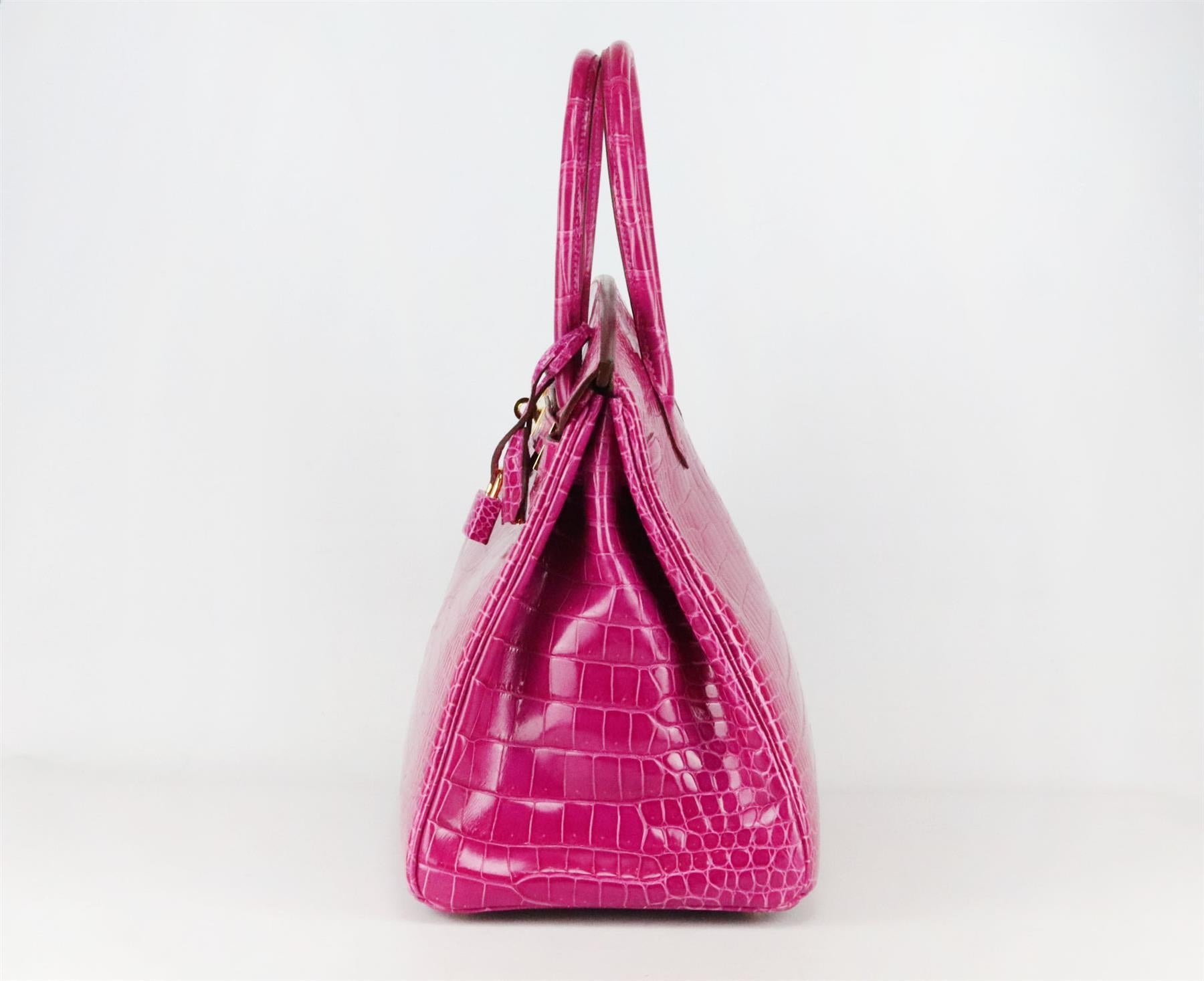 Pink Hermès 2008 Birkin 35cm Porosus Crocodile Leather Bag 