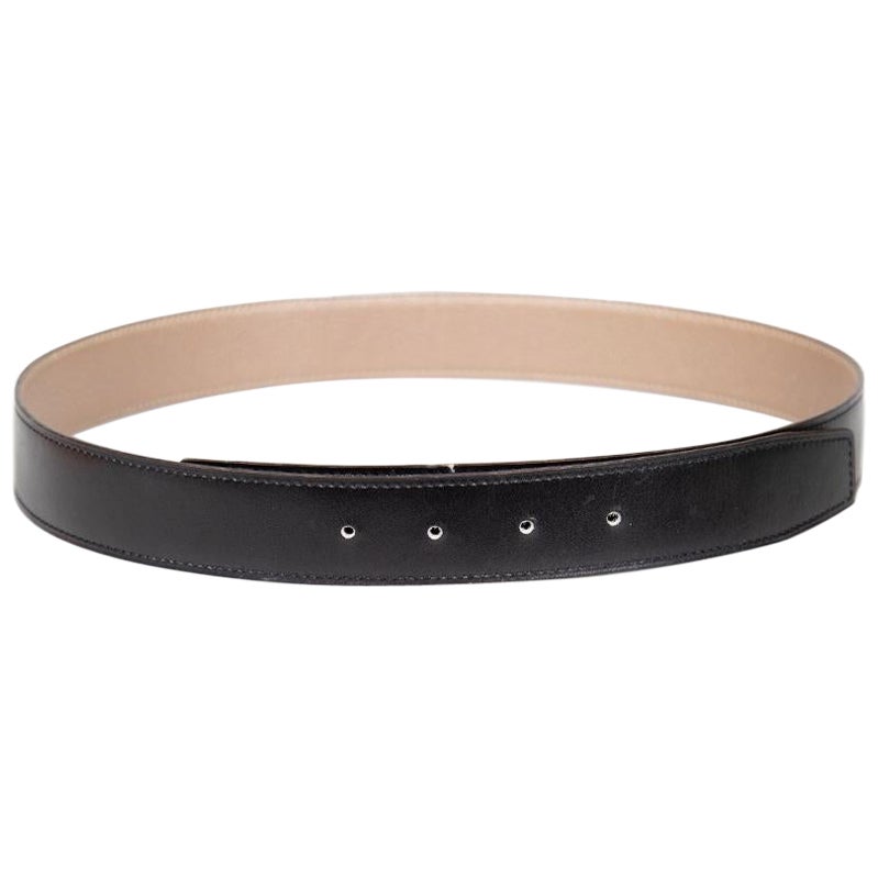 Hermès 2009 Black 
Brown Leather Reversible Belt Strap