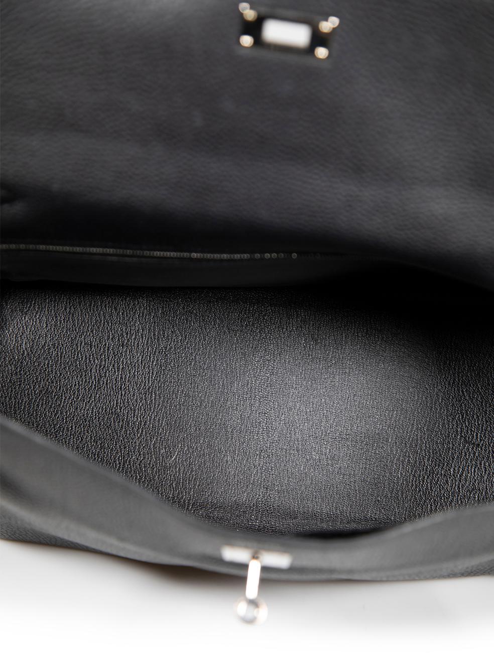 Hermès 2009 Black Leather Kelly 35 Retourne Noir Veau Togo PHW For Sale 2