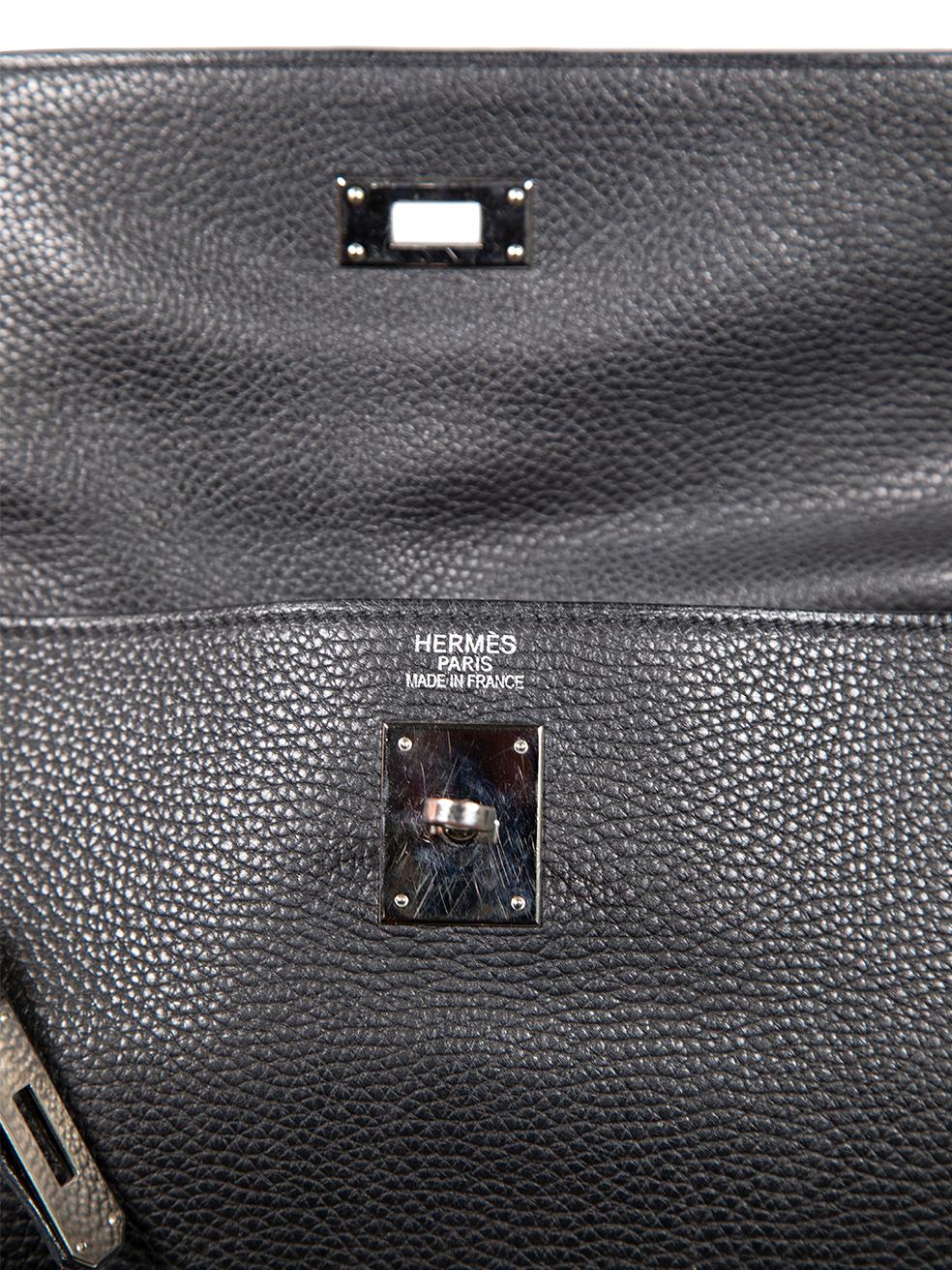Hermès 2009 Black Leather Kelly 35 Retourne Noir Veau Togo PHW For Sale 4