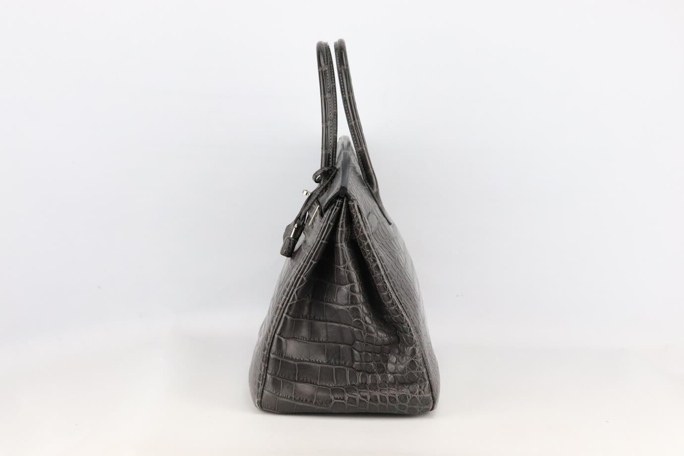 Hermès 2010 Birkin 35cm Alligator Matte Mississippiensis Leather Bag Pour femmes en vente