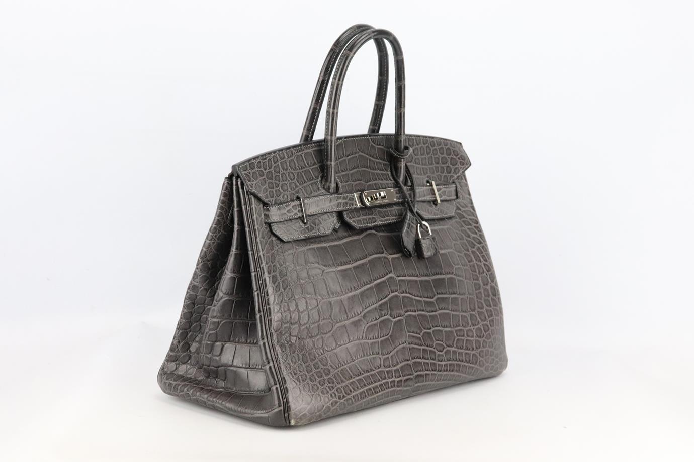 Hermès 2010 Birkin 35cm Matte Alligator Mississippiensis Leather Bag For Sale 1
