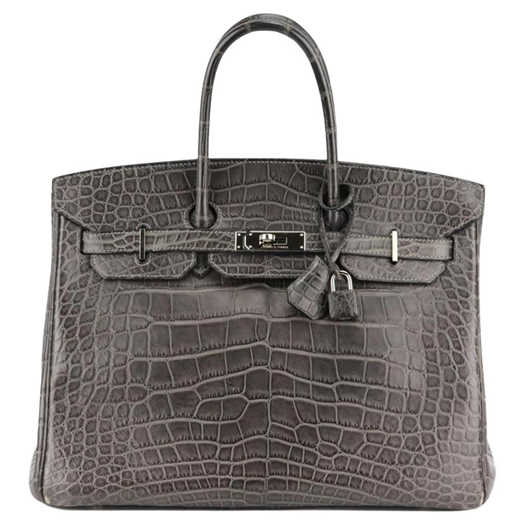 Hermès 2010 Birkin 35cm Matte Alligator Mississippiensis Leather Bag For Sale