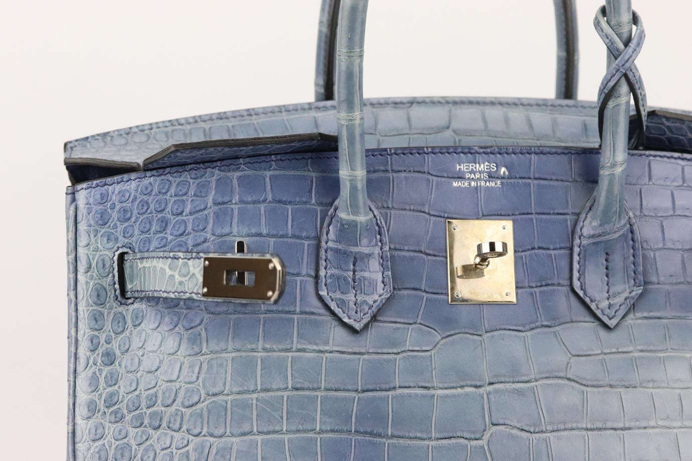 Hermès 2010 Birkin 35cm Mattes Krokodil Porosus Leder Tasche im Angebot 6