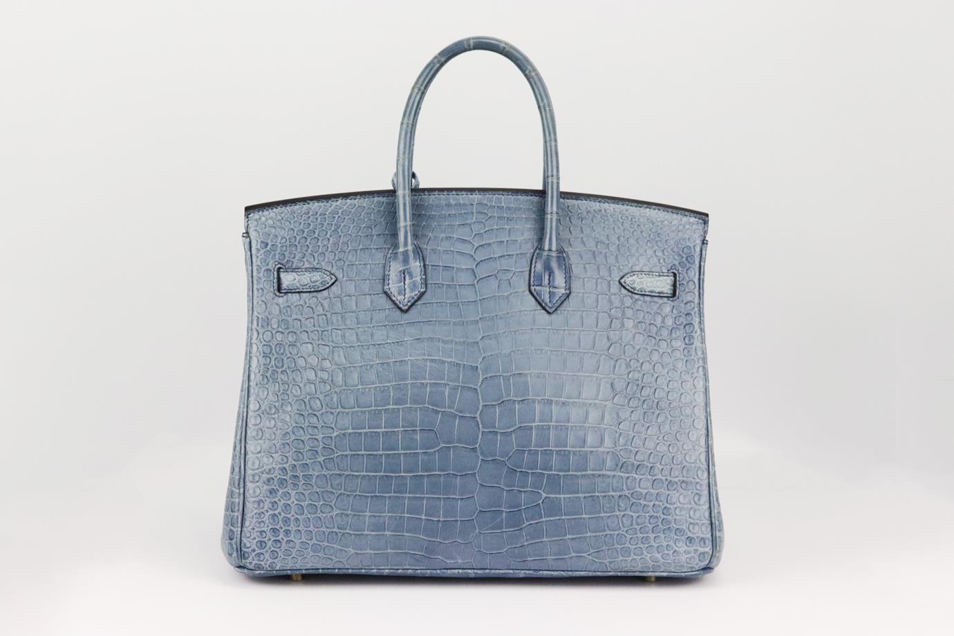 Hermès 2010 Sac Birkin 35cm en cuir Porosus crocodile mat Excellent état - En vente à London, GB
