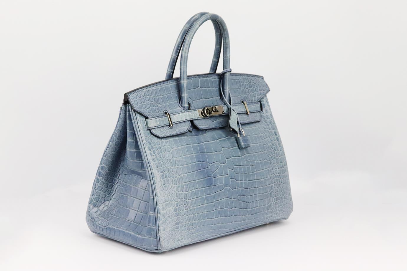 Hermès 2010 Birkin 35cm Matte Crocodile Porosus Leather Bag For Sale 1