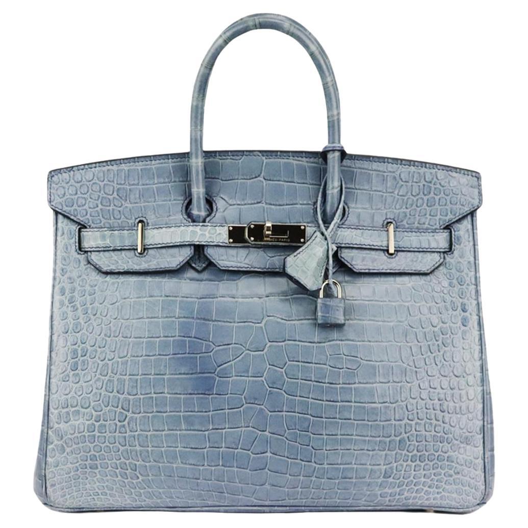 Hermès 2010 Birkin 35cm Matte Crocodile Porosus Leather Bag For Sale