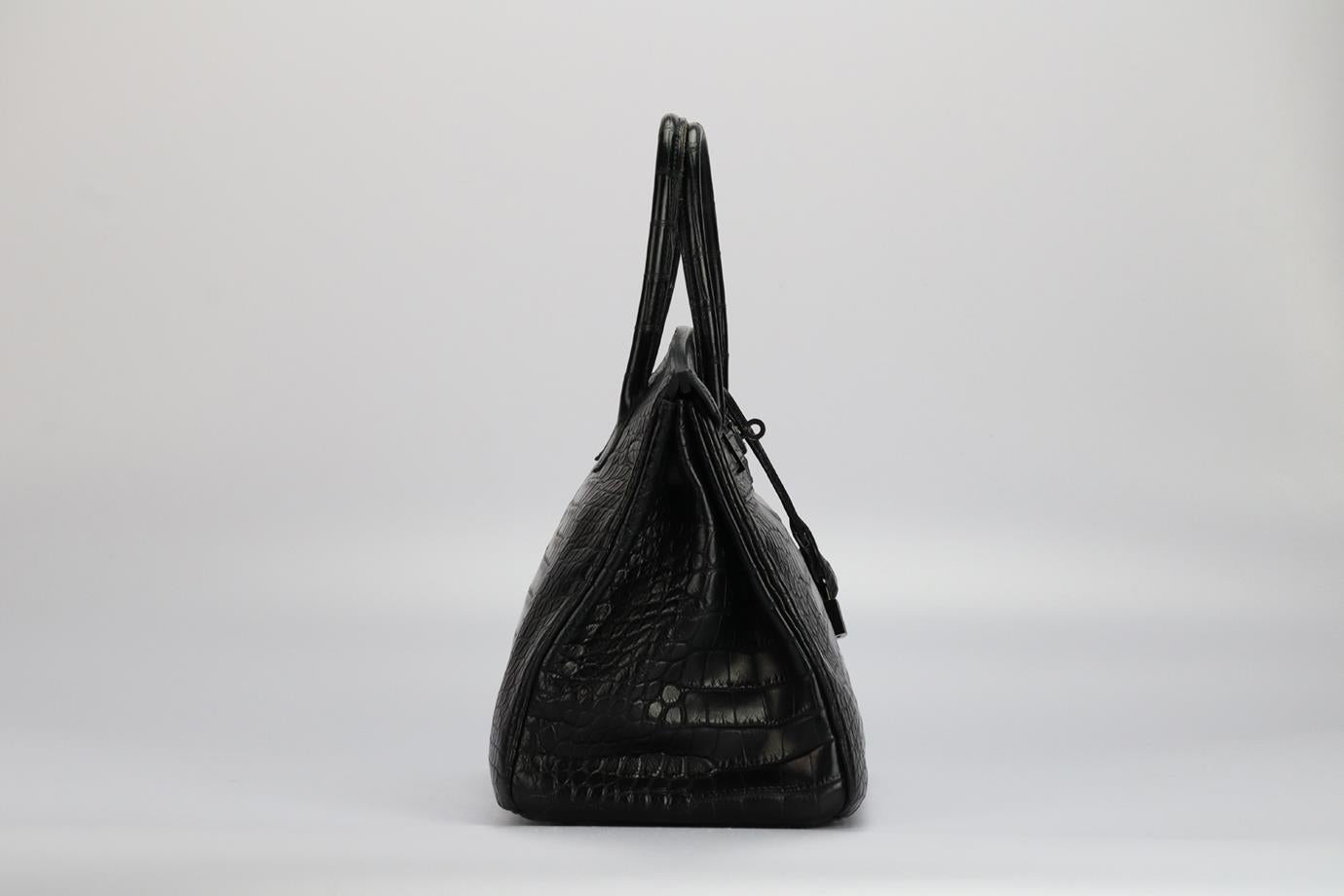 Hermès 2010 Birkin 35cm So Black Matte Alligator Bag en vente 1