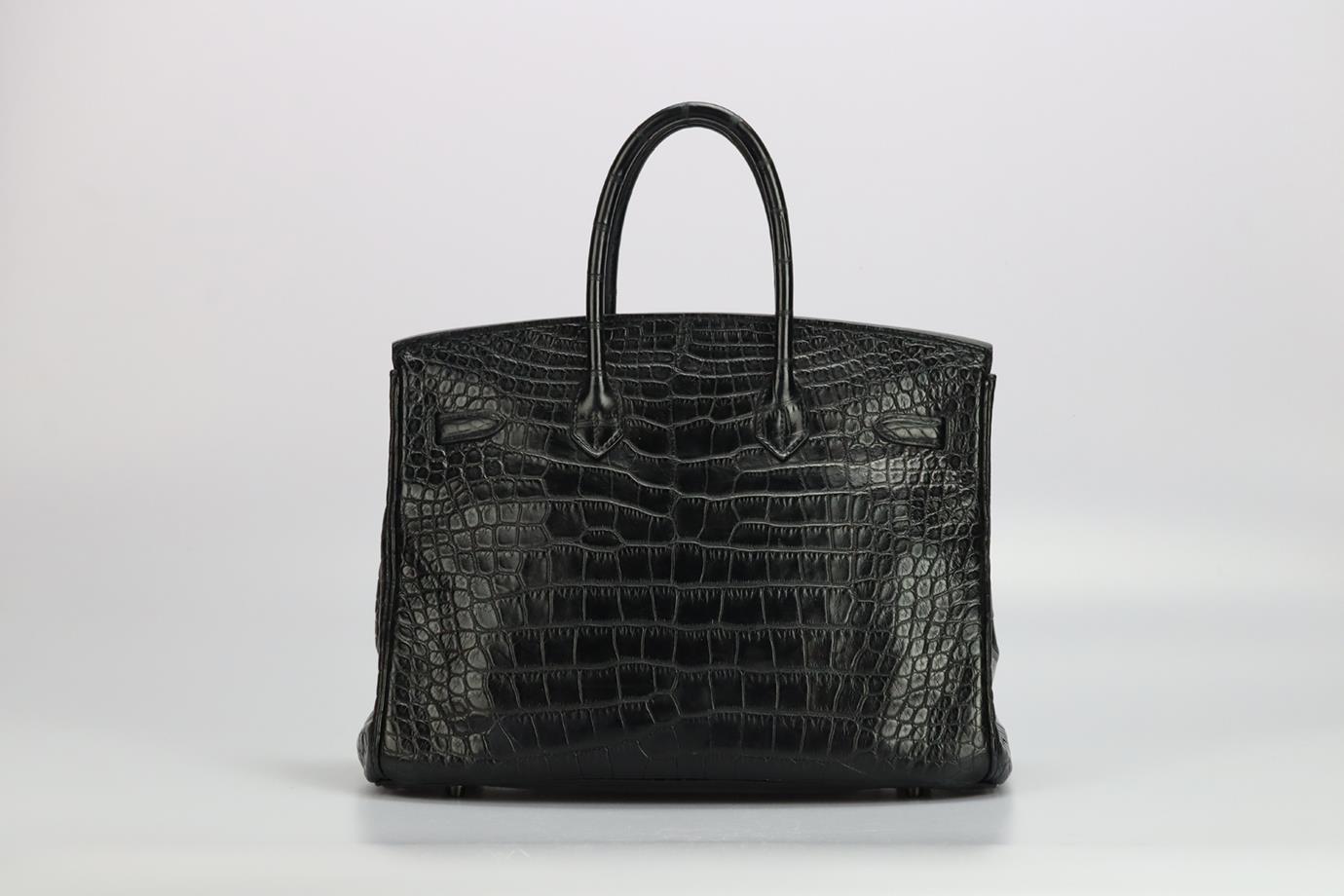 Hermès 2010 Birkin 35cm So Black Matte Alligator Bag en vente 2