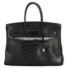 Hermès 2010 Birkin 35cm So Black Matte Alligator Bag