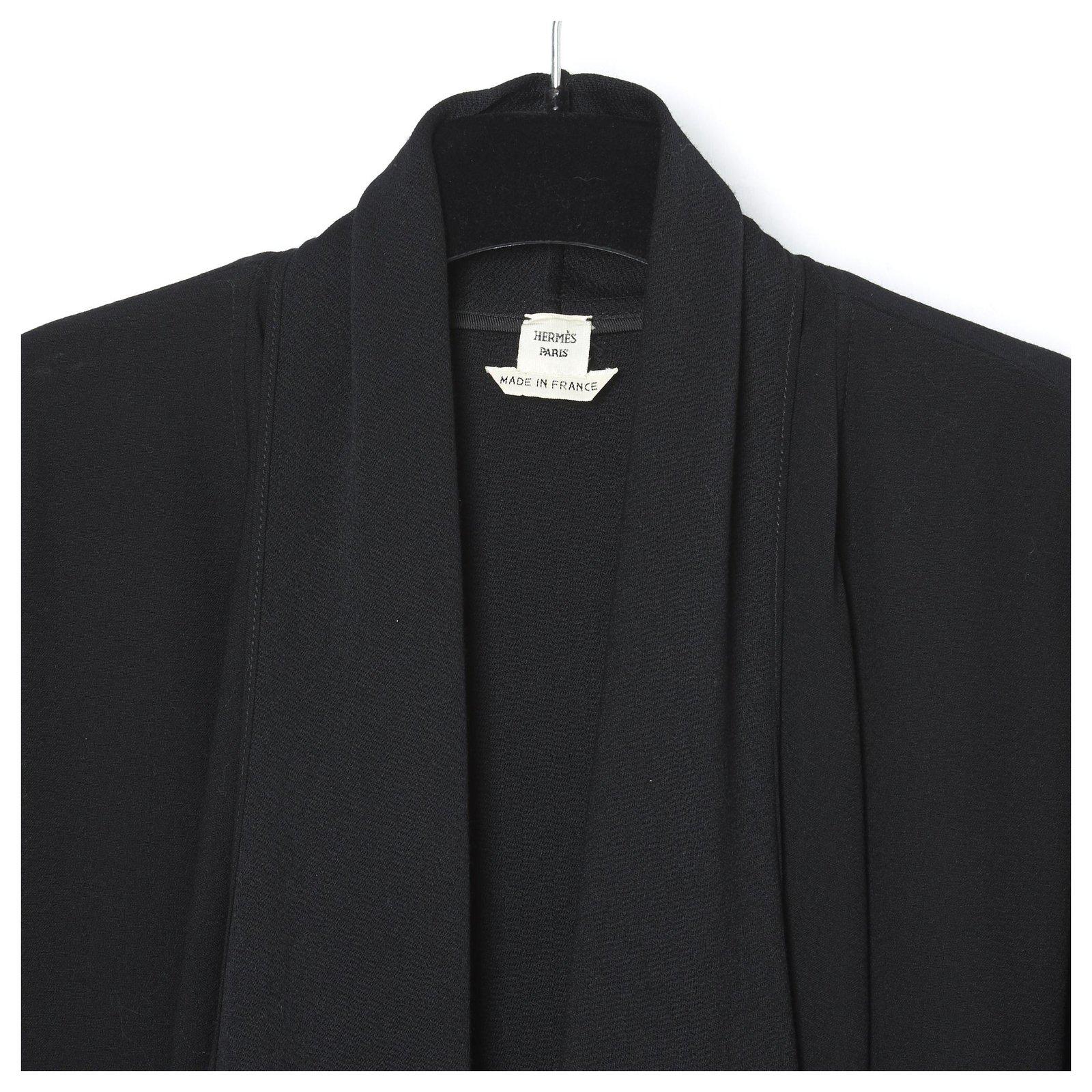 Women's Hermes 2010 Black Wool Maxi Scarf Dress FR34 US4 UK6 For Sale