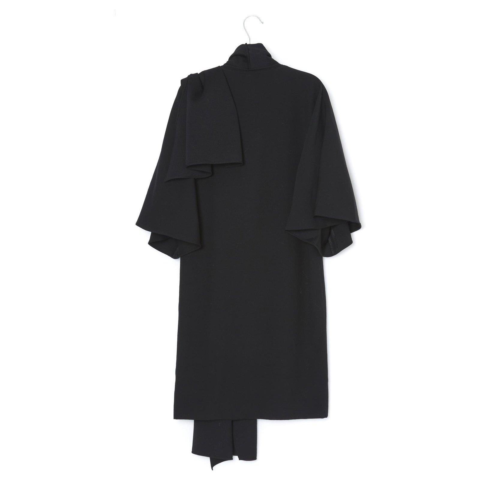 Hermes 2010 Black Wool Maxi Scarf Dress FR34 US4 UK6 For Sale 1