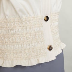 HERMES 2010 Crude Cell cotton smocked waist cropped overshirt jacket FR38 M