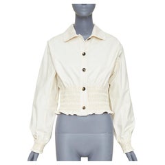 HERMES 2010 Crude Cell cotton smocked waist cropped overshirt jacket FR38 M