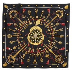 Hermès 2010 Foulard Carré 90 Les Cles Schwarzgold Seidenköper Schal Hermes
