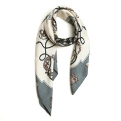 Hermès 2010 Foulard Carré 90 Les Cles Ecru Gray Silk Scarf Hermes