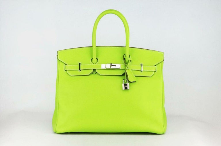 Hermes Birkin 30 Bag Rare Lime Candy Limited Edition Gris Perle