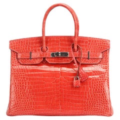 Hermès 2011 Birkin 35cm Shiny Porosus Crocodile Leather Bag
