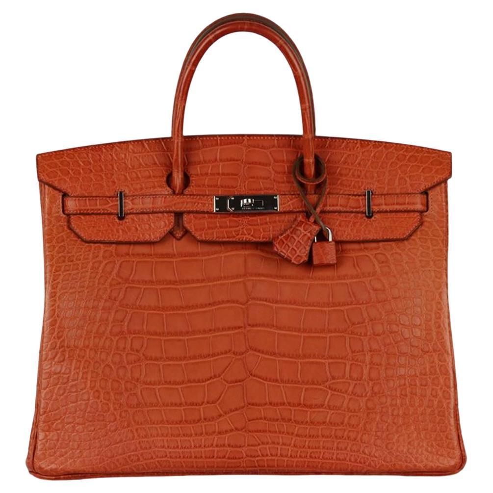 Hermès 2011 Birkin 40cm Matte Alligator Mississippiensis Leather Bag