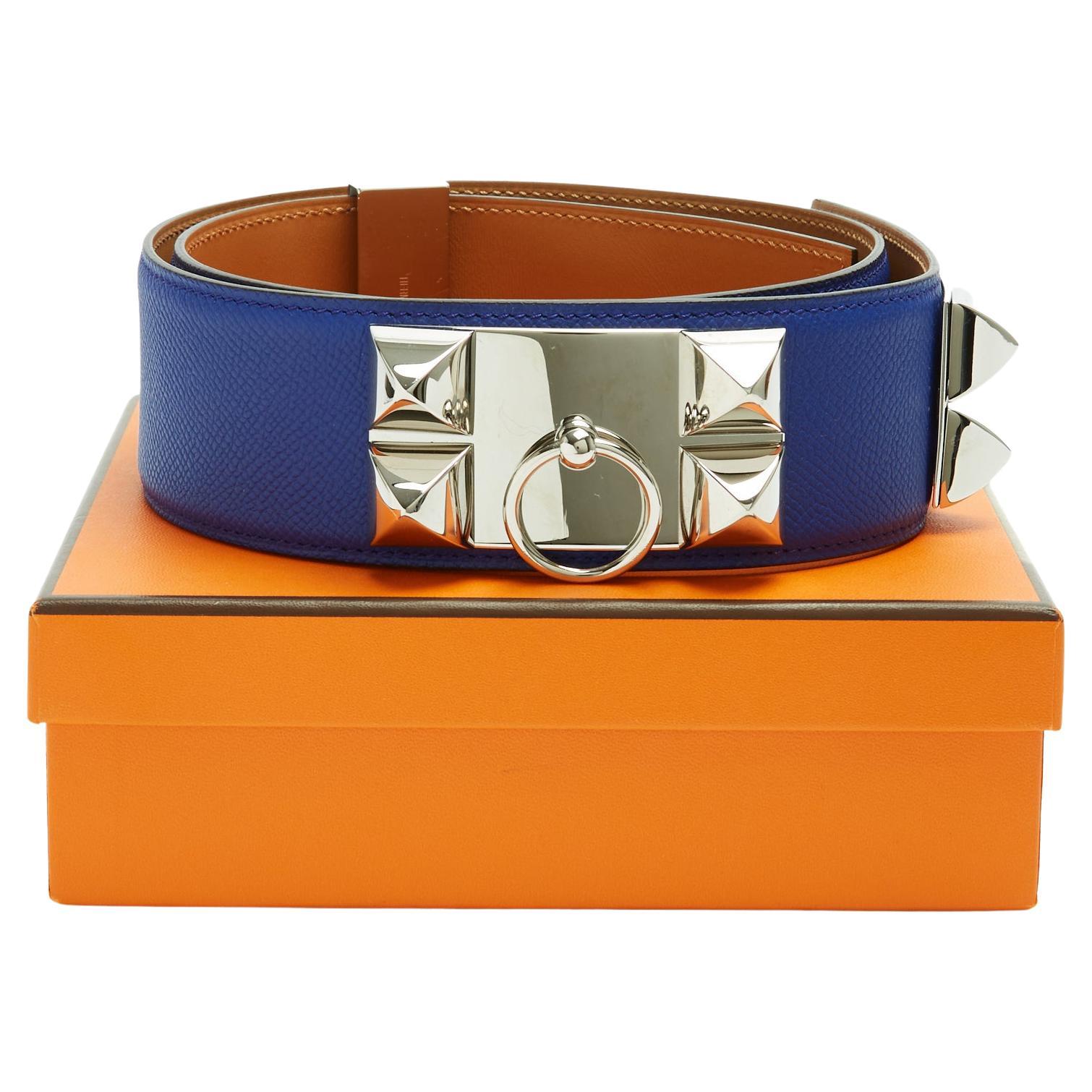 Cinturón Hermès 2011 Ceinture T80 Klein Azul Cuero Collier de Chien 50 Cinturón 32in Hermes