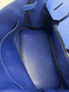 Hermes 2011 Clemence Blue Electric Birkin 35 Bag