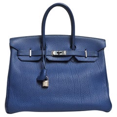 Hermes 2011 Clemence Blue Electric Birkin 35 Bag