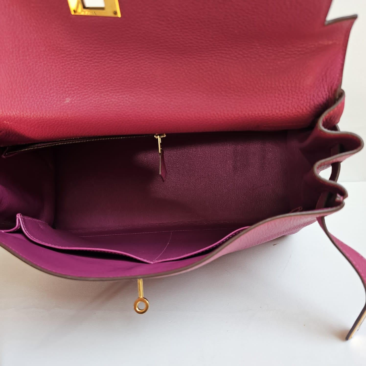 Hermes 2011 Kelly 35 Togo Purple Tosca Bag GHW For Sale 7