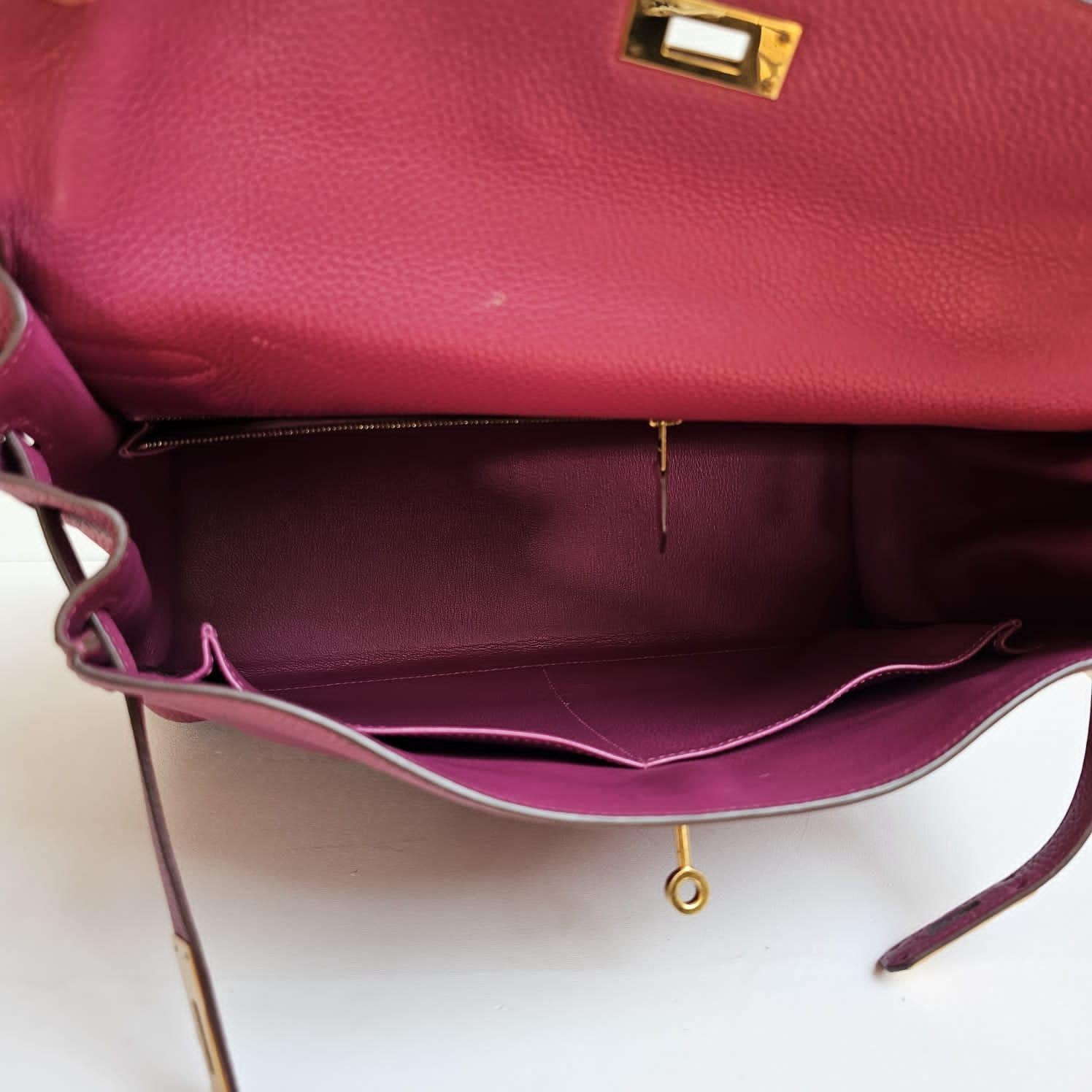 Hermes 2011 Kelly 35 Togo Purple Tosca Bag GHW For Sale 9