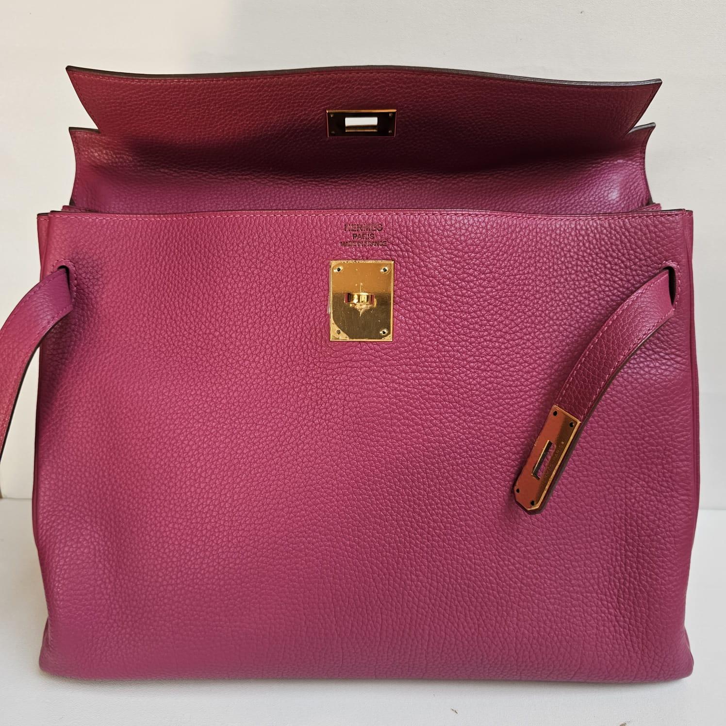 Hermes 2011 Kelly 35 Togo Purple Tosca Bag GHW For Sale 12
