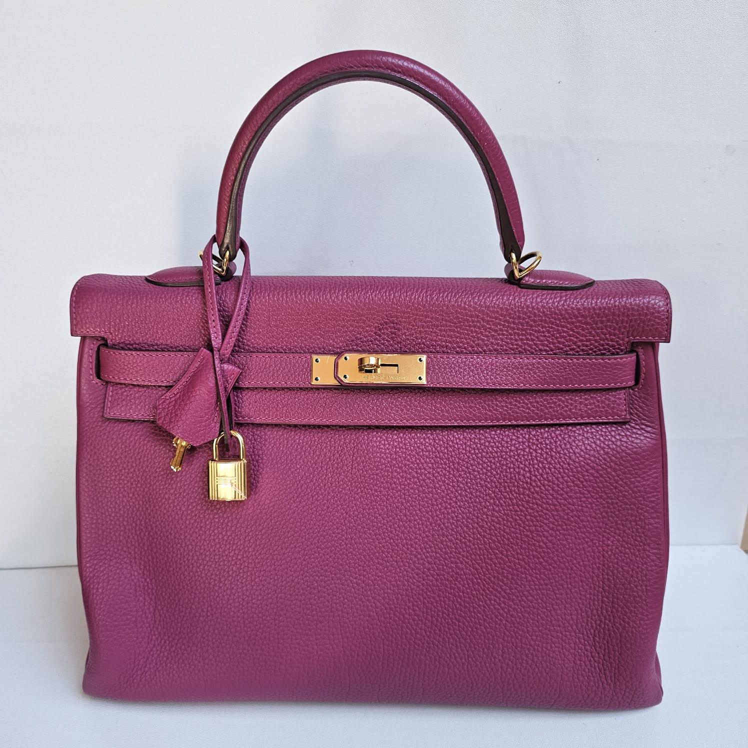 Hermes 2011 Kelly 35 Togo Purple Tosca Bag GHW For Sale 1