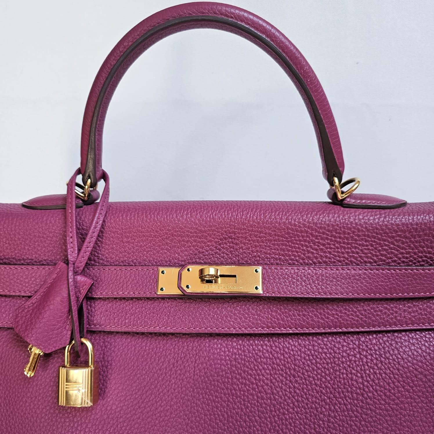 Hermes 2011 Kelly 35 Togo Purple Tosca Bag GHW For Sale 3